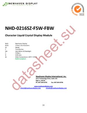 NHD-0216SZ-FSW-FBW datasheet  